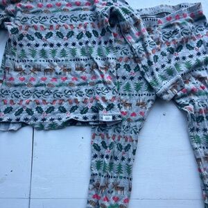 GAP Kids Festive Pajama Set - Gray with Green and Pink